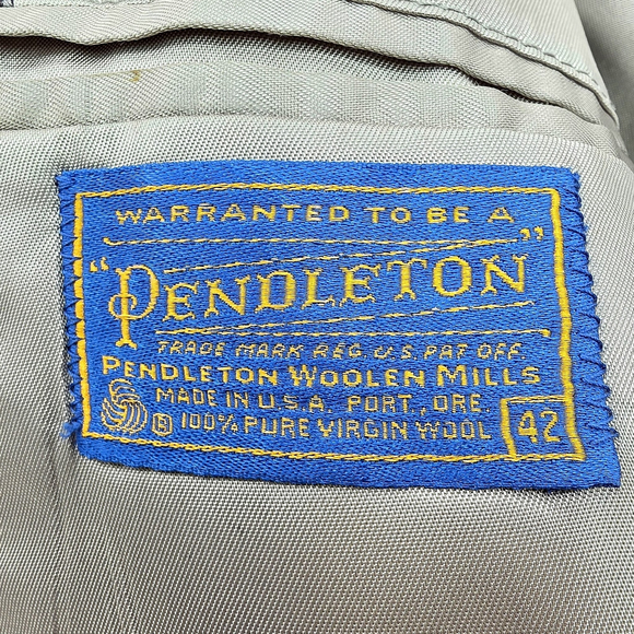 Americana Workwear Pendleton Tweed Blazer Size 43 Men Gray Suede Elbow Patch USA - Picture 5 of 16